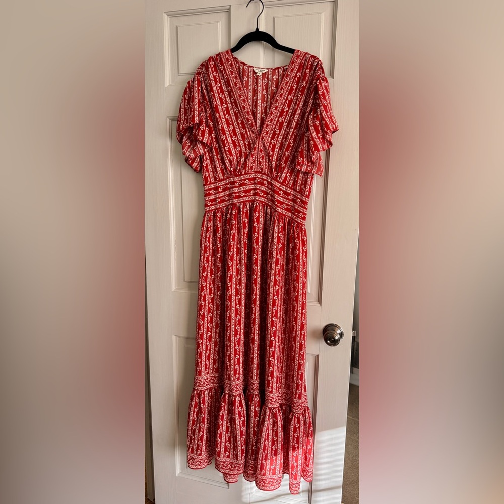 Red printed maxi dress